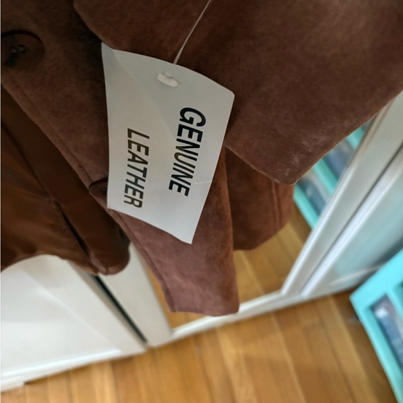Metro Style Brown Vintage Suede Leather coat S14 - Picture 4 of 4
